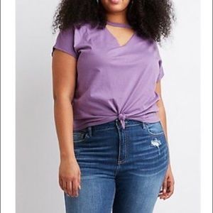 Charlotte Russe Plus Size Knotted Cut-Out Tee (3X)